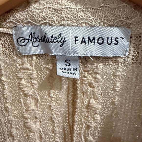 Tan Semi Sheer Lace Women's Button Top Y2K Vampire Diaries Cottagecore Prarie - Picture 4 of 6